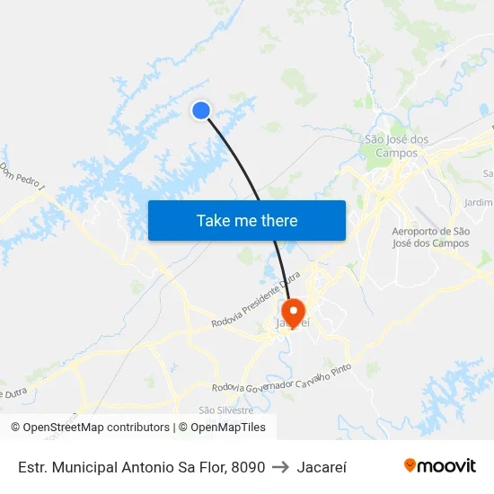 Estr. Municipal Antonio Sa Flor, 8090 to Jacareí map