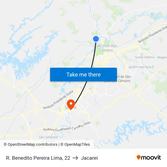 R. Benedito Pereira Lima, 22 to Jacareí map