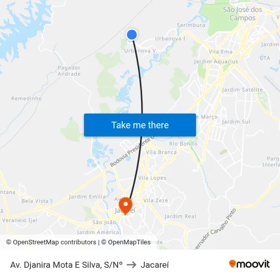 Av. Djanira Mota E Silva, S/Nº to Jacareí map