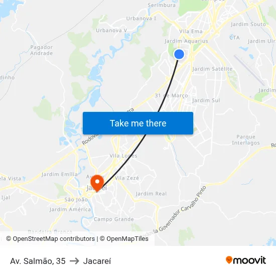 Av. Salmão, 35 to Jacareí map