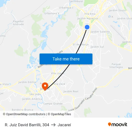 R. Juiz David Barrilli, 304 to Jacareí map
