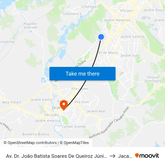 Av. Dr. João Batista Soares De Queiroz Júnior, 2139 to Jacareí map