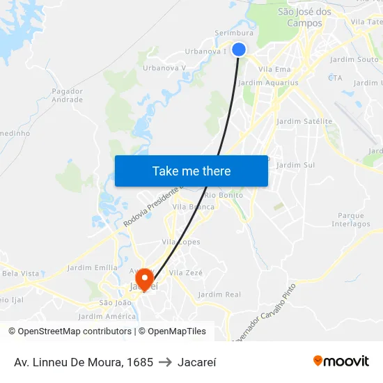 Av. Linneu De Moura, 1685 to Jacareí map