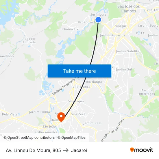 Av. Linneu De Moura,  805 to Jacareí map