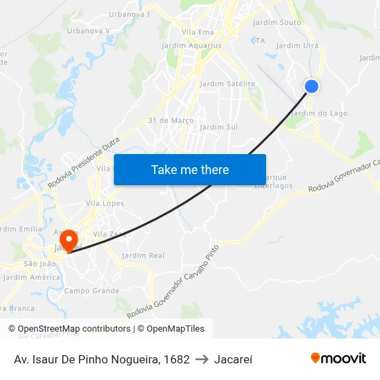 Av. Isaur De Pinho Nogueira, 1682 to Jacareí map