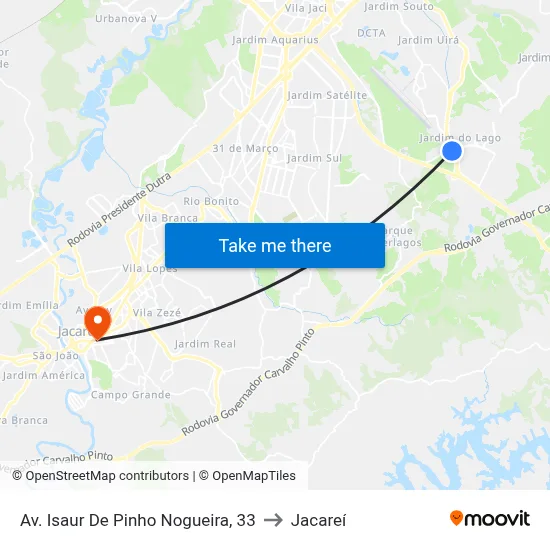 Av. Isaur De Pinho Nogueira, 33 to Jacareí map