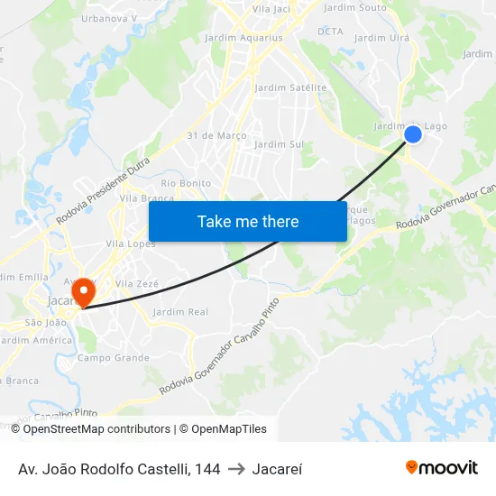 Av. João Rodolfo Castelli, 144 to Jacareí map