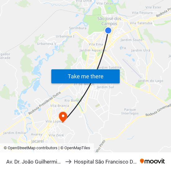 Av. Dr. João Guilhermino, 465 to Hospital São Francisco De Assis map