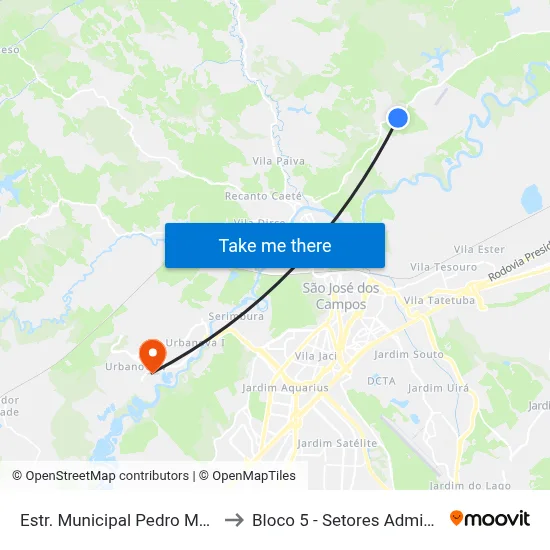 Estr. Municipal Pedro Moacir De Almeida, S/Nº to Bloco 5 - Setores Administrativos Fve / Univap map