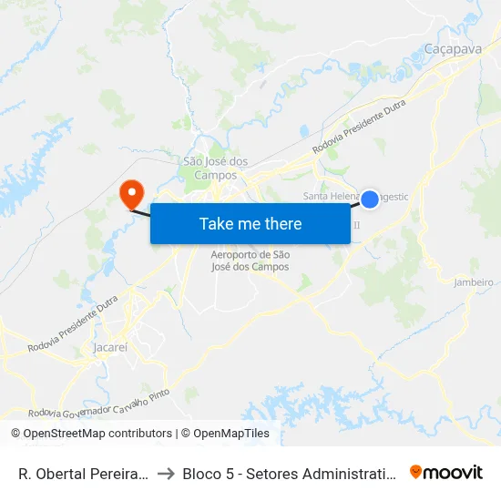 R. Obertal Pereira Alves, 02 to Bloco 5 - Setores Administrativos Fve / Univap map