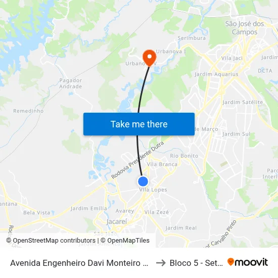 Avenida Engenheiro Davi Monteiro Lino 3521 Zona De Adensamento Controlado (Zac) Jacareí - São Paulo 12305 Brasil to Bloco 5 - Setores Administrativos Fve / Univap map