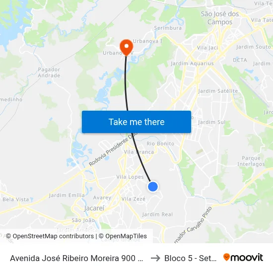 Avenida José Ribeiro Moreira 900 Zona De Adensamento Controlado (Zac) Jacareí - São Paulo 12311-250 Brasil to Bloco 5 - Setores Administrativos Fve / Univap map