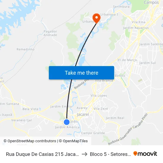 Rua Duque De Caxias 215 Jacareí - SP 12322-480 República Federativa Do Brasil to Bloco 5 - Setores Administrativos Fve / Univap map