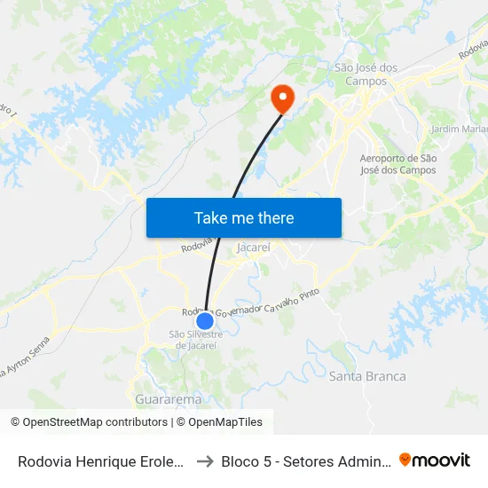 Rodovia Henrique Eroles 3274-3528 SP Brasil to Bloco 5 - Setores Administrativos Fve / Univap map