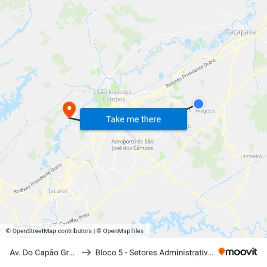 Av. Do Capão Grosso, 222 to Bloco 5 - Setores Administrativos Fve / Univap map