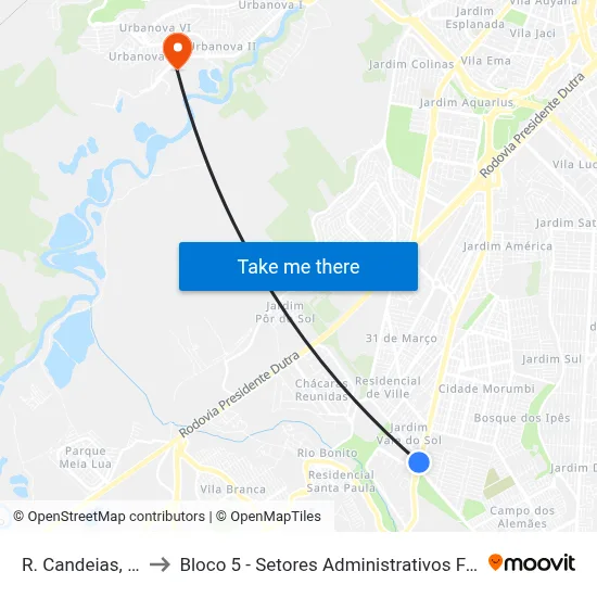 R. Candeias, 1998 to Bloco 5 - Setores Administrativos Fve / Univap map