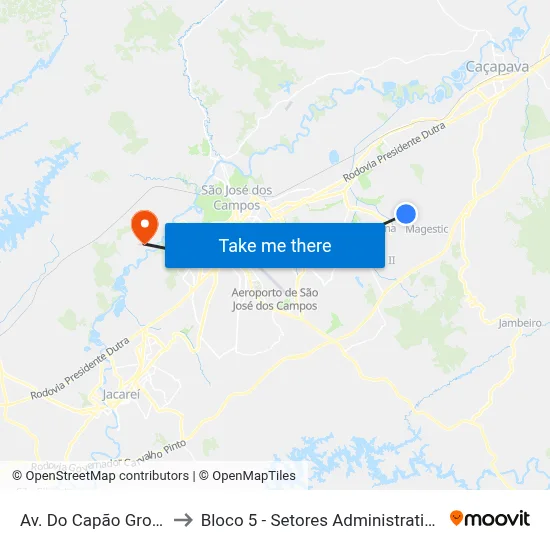 Av. Do Capão Grosso, 1691 to Bloco 5 - Setores Administrativos Fve / Univap map