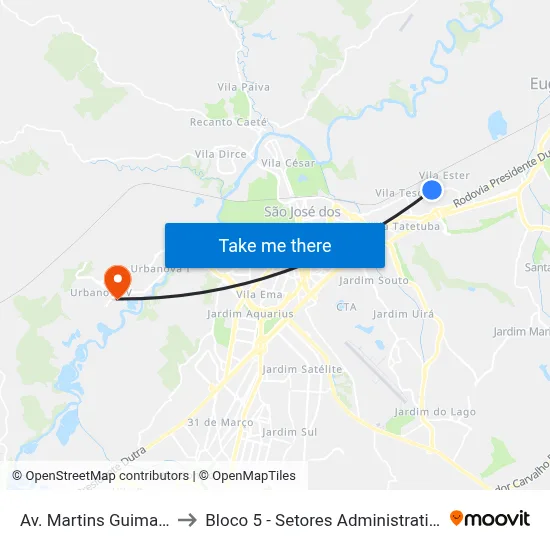 Av. Martins Guimarães, S/Nº to Bloco 5 - Setores Administrativos Fve / Univap map