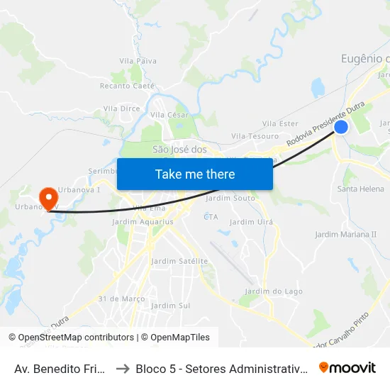 Av. Benedito Friggi, S/Nº to Bloco 5 - Setores Administrativos Fve / Univap map