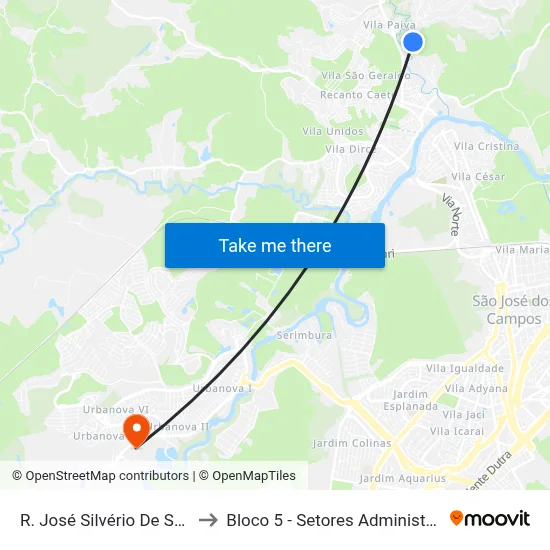 R. José Silvério De Souza, Frente 06 to Bloco 5 - Setores Administrativos Fve / Univap map