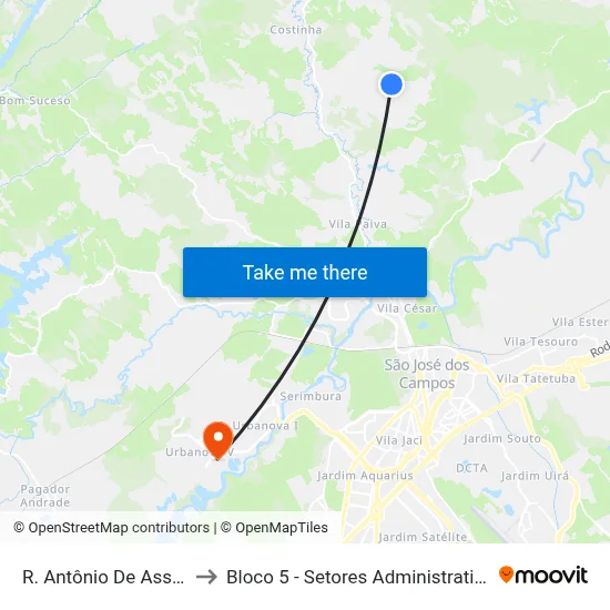 R. Antônio De Assis Dias, 31 to Bloco 5 - Setores Administrativos Fve / Univap map