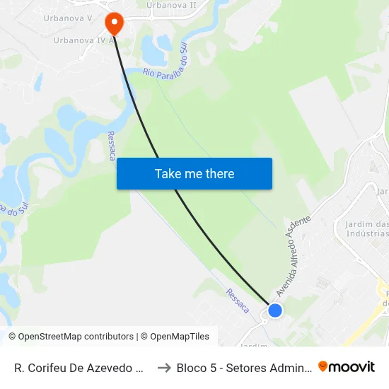 R. Corifeu De Azevedo Marques, Oposto 3370 to Bloco 5 - Setores Administrativos Fve / Univap map