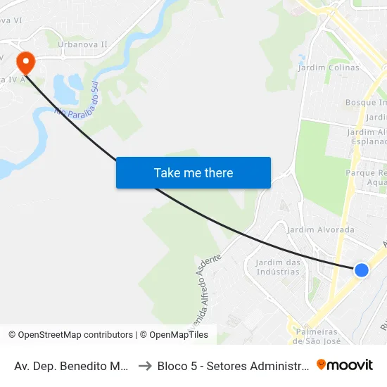 Av. Dep. Benedito Matarazzo, 5151 to Bloco 5 - Setores Administrativos Fve / Univap map