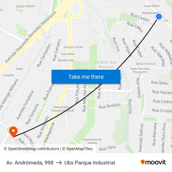 Av. Andrômeda, 998 to Ubs Parque Industrial map