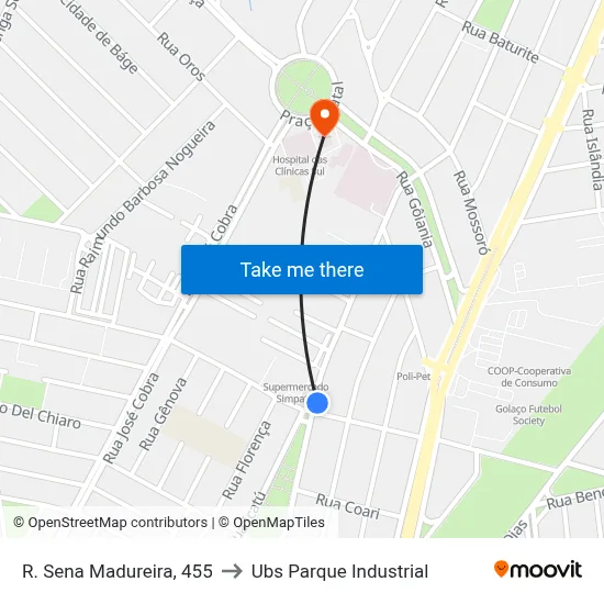 R. Sena Madureira, 455 to Ubs Parque Industrial map