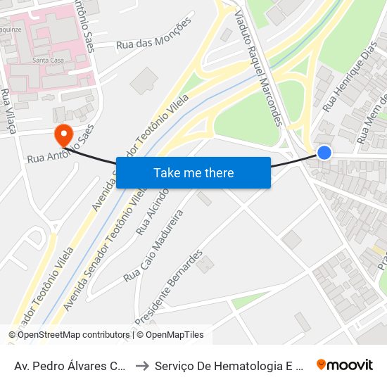 Av. Pedro Álvares Cabral, 460 to Serviço De Hematologia E Hemoterapia map