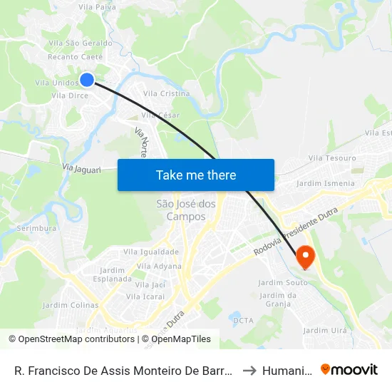 R. Francisco De Assis Monteiro De Barros, 125 to Humanitas map