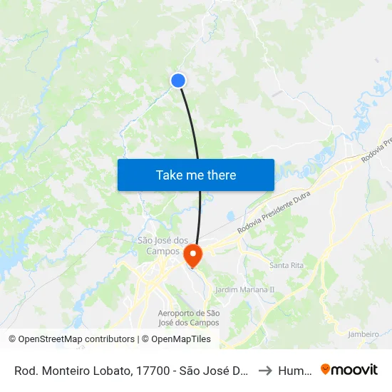 Rod. Monteiro Lobato, 17700 - São José Dos Campos, Monteiro Lobato to Humanitas map