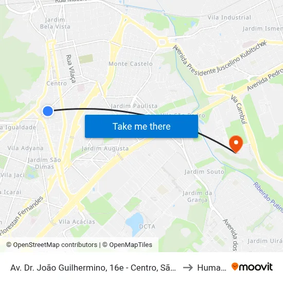 Av. Dr. João Guilhermino, 16e - Centro, São José Dos Campos to Humanitas map