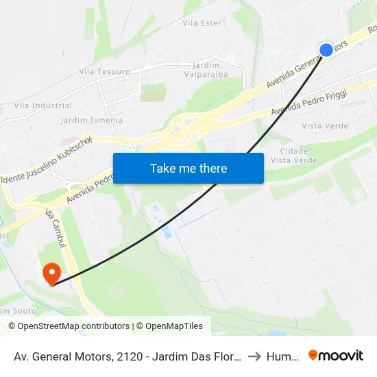 Av. General Motors, 2120 - Jardim Das Flores, São José Dos Campos to Humanitas map