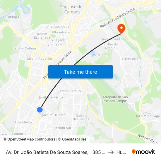 Av. Dr. João Batista De Souza Soares, 1385 - Jardim America, São José Dos Campos to Humanitas map