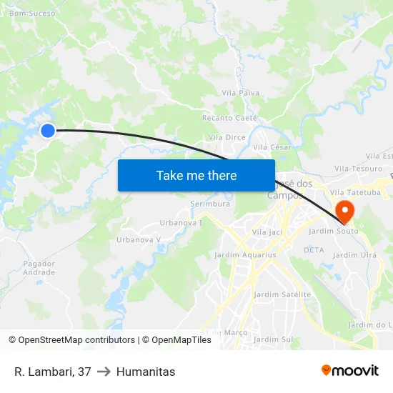 R. Lambari, 37 to Humanitas map