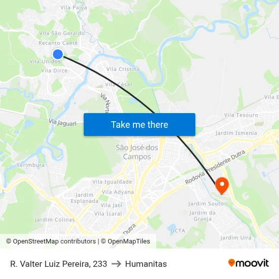 R. Valter Luiz Pereira, 233 to Humanitas map