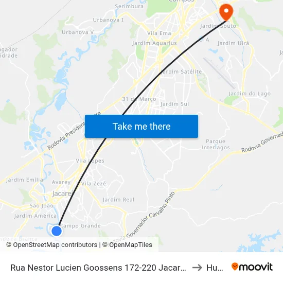 Rua Nestor Lucien Goossens 172-220 Jacareí - SP 12319-520 República Federativa Do Brasil to Humanitas map