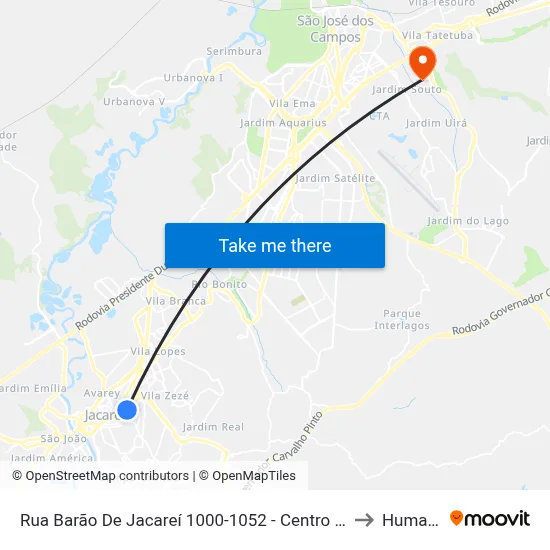 Rua Barão De Jacareí 1000-1052 - Centro Jacareí - SP Brasil to Humanitas map