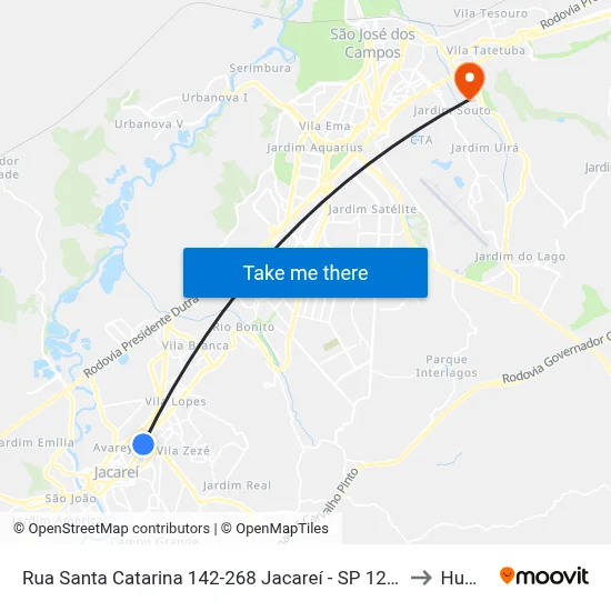 Rua Santa Catarina 142-268 Jacareí - SP 12307-130 República Federativa Do Brasil to Humanitas map