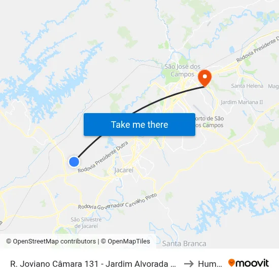 R. Joviano Câmara 131 - Jardim Alvorada Jacareí - SP 12332-170 Brasil to Humanitas map