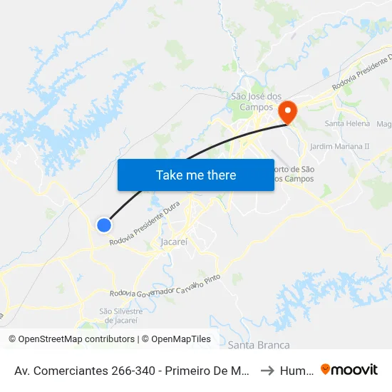 Av. Comerciantes 266-340 - Primeiro De Maio Jacareí - SP 12332-590 Brasil to Humanitas map