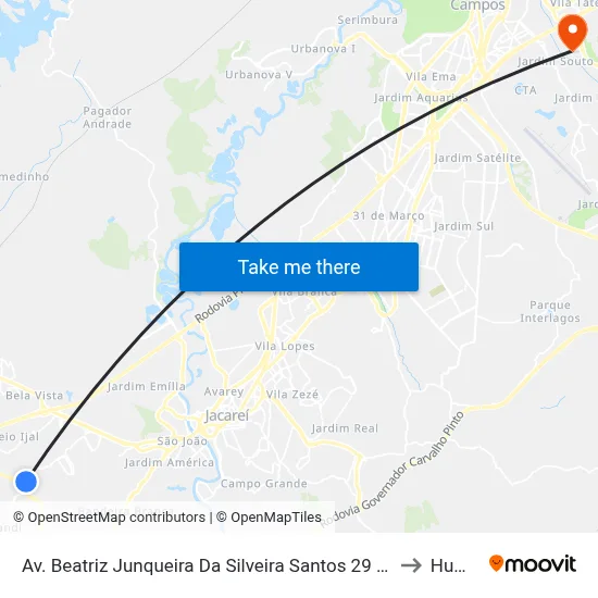 Av. Beatriz Junqueira Da Silveira Santos 29 - Jardim Pedra Mar Jacareí - SP Brasil to Humanitas map