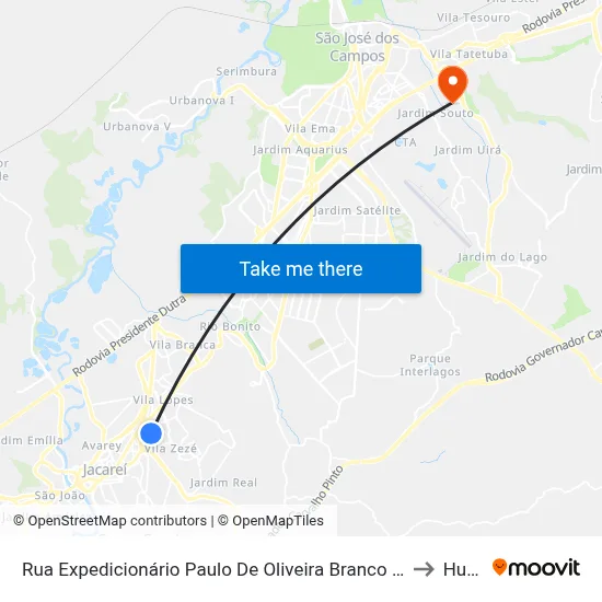 Rua Expedicionário Paulo De Oliveira Branco 1-65 - Jardim Das Indústrias Jacareí - SP 12306-020 Brasil to Humanitas map