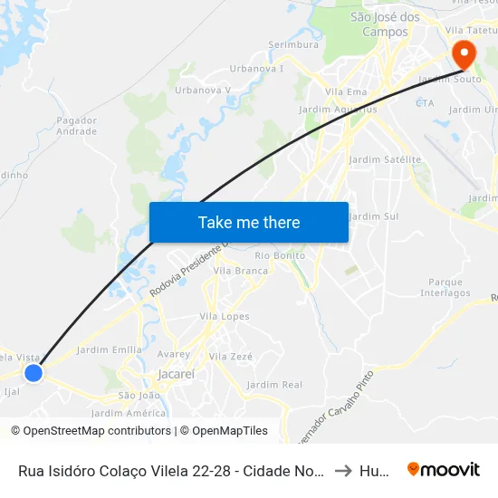Rua Isidóro Colaço Vilela 22-28 - Cidade Nova Jacareí Jacareí - SP 12325-280 Brasil to Humanitas map