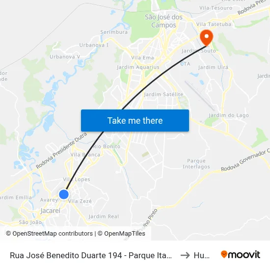 Rua José Benedito Duarte 194 - Parque Itamarati Jacareí - SP 12307-200 Brasil to Humanitas map