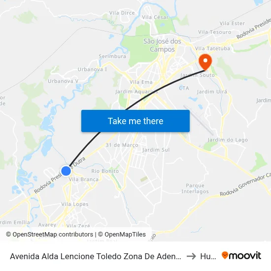 Avenida Alda Lencione Toledo Zona De Adensamento Controlado (Zac - Meia Lua) Jacareí - São Paulo Brasil to Humanitas map