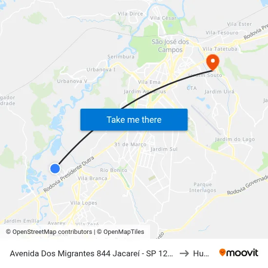 Avenida Dos Migrantes 844 Jacareí - SP 12335-000 República Federativa Do Brasil to Humanitas map