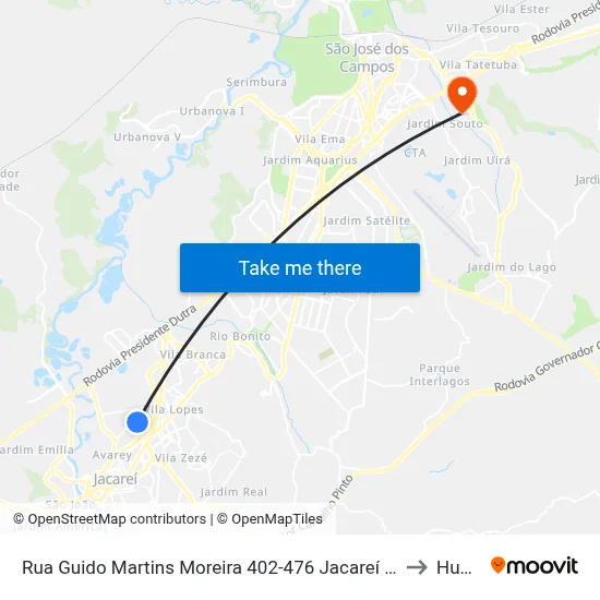 Rua Guido Martins Moreira 402-476 Jacareí - SP 12328-340 República Federativa Do Brasil to Humanitas map