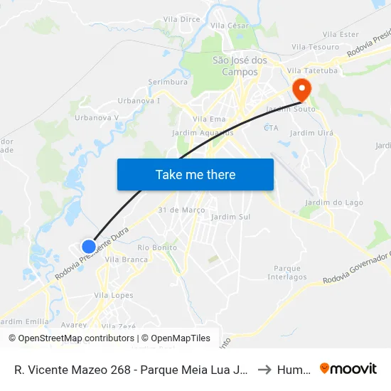 R. Vicente Mazeo 268 - Parque Meia Lua Jacareí - SP 12335-340 Brasil to Humanitas map